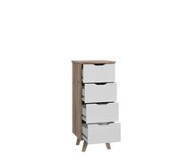 VANKKA CHIFFONNIER 4 TIROIRS - DECOR CHENE ET BLANC - L 45 X P 42 X H 108 CM