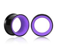 Vankula Ecarteur Oreilles 1 Paire Double Évasé Plug Tunnel Bicolore en Acier Inoxydable Piercing Bijoux pour Femmes Hommes 19mm(3/4") Violet