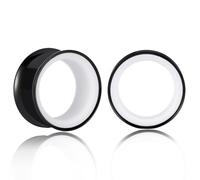 Vankula Ecarteur Oreilles 1 Paire Double Évasé Plug Tunnel Bicolore en Acier Inoxydable Piercing Bijoux pour Femmes Hommes 19mm(3/4") Blanc