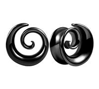 Vankula Ecarteur Oreilles 1 Paire Selle Plug Tunnel Spiral en Acier Inoxydable étirement Piercing Bijoux pour Femmes Hommes 14mm(9/16") Noir