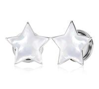 Vankula Ecarteur Oreilles 1 Paire Single Évasé Plug Tunnel d'oreille Étoile avec coquillage en Acier Inoxydable Piercing Expanseur Bijoux pour Femmes Hommes 12mm(1/2") Argent