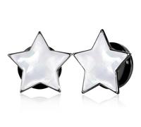 Vankula Ecarteur Oreilles 1 Paire Single Évasé Plug Tunnel d'oreille Étoile avec coquillage en Acier Inoxydable Piercing Expanseur Bijoux pour Femmes Hommes 10mm(00G) Noir