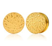 Vankula Ecarteur Oreilles 1 Paire Single Évasé Plug Tunnel en Acier Inoxydable Piercing Bijoux pour Femmes Hommes 10mm(00G) Or
