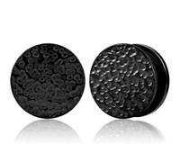 Vankula Ecarteur Oreilles 1 Paire Single Évasé Plug Tunnel en Acier Inoxydable Piercing Bijoux pour Femmes Hommes 8mm(0G) Noir
