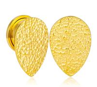 Vankula Ecarteur Oreilles 1 Paire Single Évasé Plug Tunnel Larme en Acier Inoxydable Piercing Bijoux pour Femmes Hommes 16mm(5/8") Or