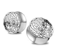 Vankula Ecarteur Oreilles Plug Tunnel Double Évasé Jauges Creuse en Acier Inoxydable étirement extenseur Piercing 8mm(0G) Argent