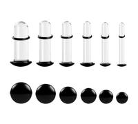 Vankula Kit ecarteur oreilles 1.6-6mm d'étirement des Oreillettes en Verre 12 pièces 14G-2G extension Tunnel bouchons avec joints toriques doubles Piercing Bijoux pour Femmes Hommes Noir