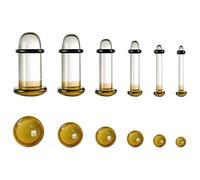 Vankula Kit ecarteur oreilles 1.6-6mm d'étirement des Oreillettes en Verre 12 pièces 14G-2G extension Tunnel bouchons avec joints toriques doubles Piercing Bijoux pour Femmes Hommes Jaune