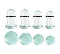 Vankula Kit ecarteur oreilles 7-10mm d'étirement des Oreillettes en Verre 8 pièces 1G-00G extension Tunnel bouchons avec joints toriques doubles Piercing Bijoux pour Femmes Hommes Clair