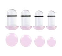 Vankula Kit ecarteur oreilles 7-10mm d'étirement des Oreillettes en Verre 8 pièces 1G-00G extension Tunnel bouchons avec joints toriques doubles Piercing Bijoux pour Femmes Hommes Rose
