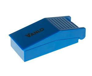 VANLO Séparateur de pilules en plastique avec bac de récupération bleu, séparateur de médicaments, coupe-pilules, coupe-comprimés, coupe-comprimés