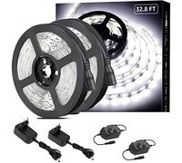 VANLUDA Ruban LED Dimmable 5M Blanc Bande LED 6000K 300LEDs 12V Autocollant Bandeau LED avec Variateur et Alimentation, Flexible Ruban à LED Lumineuse pour Eclairage Intérieur Maison Chambre Escalier