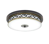 18W LED Rétro Plafonnier Rond Antique Design Classique en Métal Verre Abat-Jour Vintage Plafond Lamp pour Salon Cuisine Chambre Couloir Salle de Bain Étude Balcon Salle à Manger Lampes ∅30cm