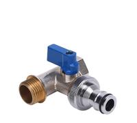 Vanne 1/2 Vanne à bille en T chromée extérieure, vanne d'arrêt coudée, interface mâle 15 mm, conception for lave-linge et toilettes