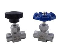 Vanne, 1 pièces filetage femelle 1/8"1/4" 3/8"1/2" pouces en acier inoxydable contrôle de débit vanne d'arrêt de grue vanne à aiguille réglable(1/2",Blue)