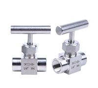 Vanne À Aiguille D'arrêt Haute Pression En Acier Inoxydable 1/8, Filetage Femelle 1/4 "1/2" 3/8 "BSP 304", Raccord De Tuyau À 2 Voies(3/8")