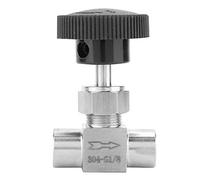 Vanne à aiguille droite en acier inoxydable BSPP Vanne d'arrêt à filetage femelle pour Transmission de gazole à eau(Black Handle 1/8in)