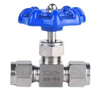 Vanne à aiguille réglable en acier inoxydable 304, connecteur de tube à double virole de compression, diamètre extérieur 3-14 mm, compatible avec 1/8