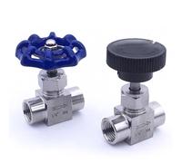 Vanne à aiguille réglable en acier inoxydable SS304 Vanne à aiguille de réglage du débit 1/8" 1/4" 3/8" 1/2" Vanne à aiguille à filetage interne(3/8",Blue)