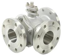 Vanne à bille 3 voies à brides en acier inoxydable 304 Q44F/Q45F - Type T/L, DN100 (4"), vanne à commande manuelle(DN100 T type)