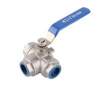 Vanne à Bille 3 Voies en Acier Inoxydable SUS304 à 3 Voies de la Valve de Type T Femelle 3/4" DN20 avec poignée de Verrouillage en Vinyle