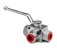 Vanne à bille 3 voies NPT1/2-20 à 90C (NPT3/8) | Pression maximale de 7250 psi, design à 3 trous en L, contrôle du débit d'huile, fuite pour une étanchéité étanche