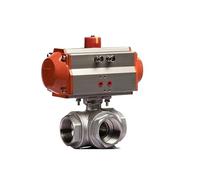 Vanne à bille à 3 voies, 2 pouces, trois pièces, plate-forme haute, pneumatique, cylindre à Double effet en acier inoxydable 304(T Type)
