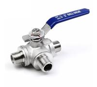 Vanne À Bille À 3 Voies À Filetage Mâle 1/2 "3/4", Vanne À Port DN15 DN20 En Acier Inoxydable 304 L/T Avec Poignée Bleue Robuste, 1 Pièce(DN20,L Type)