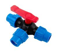 Vanne à bille à 3 voies for tuyau PE, 20mm/25mm/32mm/40mm/50mm, en plastique à connexion rapide, vanne à trois voies DN15 DN20 DN25 DN32 DN40, Joint de tuyau(25mm)