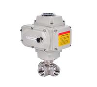 Vanne à bille électrique à trois voies G1/2, plate-forme haute, en acier inoxydable Q911F-16P, filetage interne(12VDC,T Type)