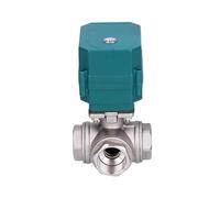 Vanne à bille électrique DN25 en acier inoxydable, trois voies, passage intégral, couple élevé, actionneur 2/3 lignes, AC220V, DC24V, DC12V(T Type-dc12v-cr01)