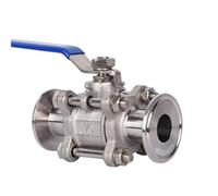 Vanne à bille en acier inoxydable SS304, 3 pièces, 1/2", 3/4", 1", type Tri Clamp, 50,5 mm(DN20)