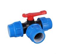 Vanne à bille en plastique à 3 voies pour tuyau en polyéthylène, prend en charge le diamètre extérieur du tuyau 20/25/32/40/50 mm, utilisé pour le contrôle du débit d'eau et la connexion pour un usage