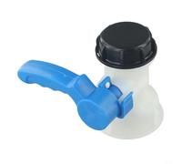 Vanne à bille en plastique pour seau IBC Ton DN50 de 75 mm - Valve papillon intégrée avec haute résistance mécanique pour le contrôle des solutions acides et alcalines | Bleu, blanc, noir | 1 pièce