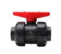 Vanne à bille en plastique PVC, Vanne à boisseau sphérique en PVC double anneau avec poignée rouge, diamètre intérieur 20-63 mm, gris foncé(25mm)