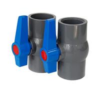 Vanne à bille en plastique, vanne à bille en PVC 2 pièces, vanne de commande à filetage droit, vanne de régulation de commutateur d'eau à prise(32mm Socketgray)