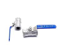 Vanne à bille femelle BSPT 1/4" 3/8" 1/2" 3/4" 1" 1-1/4" 1-1/2" en acier inoxydable SS304 2P à passage intégral avec poignée en vinyle(1-1/2")