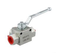 Vanne à bille hydraulique à 3 voies NPT 1,27 cm, haute pression 7250 PSI en acier au carbone avec port en L pour contrôle du débit d'huile, d'eau et de gaz, (NPT1/2)