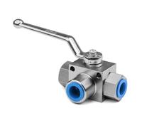 Vanne à bille hydraulique à 3 voies, vanne d'arrêt haute pression 1/4 BSP-500Bar for eau, huile, gaz naturel(G3-4)