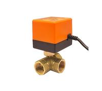 Vanne à bille motorisée 3 voies, 3/4 pouces, DN15, commande trois fils et deux points, vanne électrique en laiton, 220V 12V 24V(24VDC)