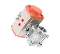 Vanne à bille pneumatique 3 pièces, actionneur pneumatique à double effet | DN32 1.2, filetage femelle NPT, joint PTFE en acier inoxydable 304, robinet à tournant sphérique de commande marche-arrêt