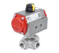 Vanne À Bille Pneumatique 3 Voies G3/4'' Perçage En L Acier Inoxydable Double Effet