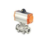 Vanne à bille pneumatique à chargement rapide à trois pièces for plateforme haute, en acier inoxydable Q611F-16P, à double effet(1/4")