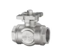 Vanne à bille pneumatique à trois voies à plate-forme haute, corps de vanne à trois voies en acier inoxydable, à filetage interne, DN8-25(DN20,L-type)