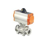 Vanne à bille pneumatique charge rapide, trois pièces, plate-forme haute, en acier inoxydable, pince Q611F-16P, cylindre Double effet(1-1/4 inch)