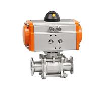 Vanne à bille pneumatique DN15-50, trois pièces, plate-forme haute, pince en acier inoxydable, cylindre Double effet Q611F-16P(DN15)