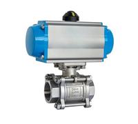 Vanne à bille pneumatique en acier inoxydable à trois pièces, filetage interne, vanne à bille à embase à boucle filetée(DN80)