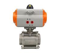 Vanne à bille pneumatique en trois pièces DN8-DN50, avec plate-forme de montage haute, actionneur à Double effet en acier inoxydable 304(DN25)