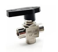 Vanne à bille Robinet à boisseau sphérique à 3 voies en acier inoxydable, 1/8", 1/4", 3/8", 1/2", 3/4", robinet à boisseau sphérique à trois voies de type panneau à filetage femelle, robinet à boisse