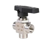 Vanne à bille Robinet à boisseau sphérique à 3 voies en acier inoxydable, 1/8", 1/4", 3/8", 1/2", 3/4", type panneau à filetage femelle, robinet à boisseau sphérique à trois voies, robinet à boisseau